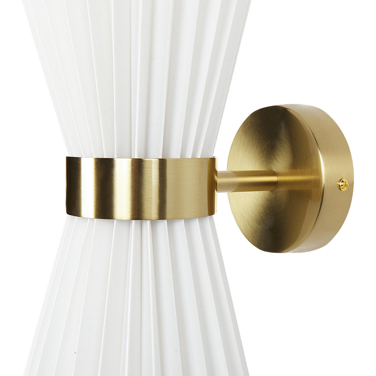 WANDLAMPE Weiß/Messing Telang - Messingfarben/Weiß, Textil (20/41/20cm) - Beliani