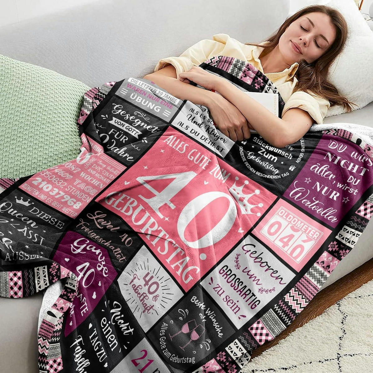 KUSCHELDECKE 40. Geburtstag 150 x 130 cm - Multicolor, Textil (130/150cm)