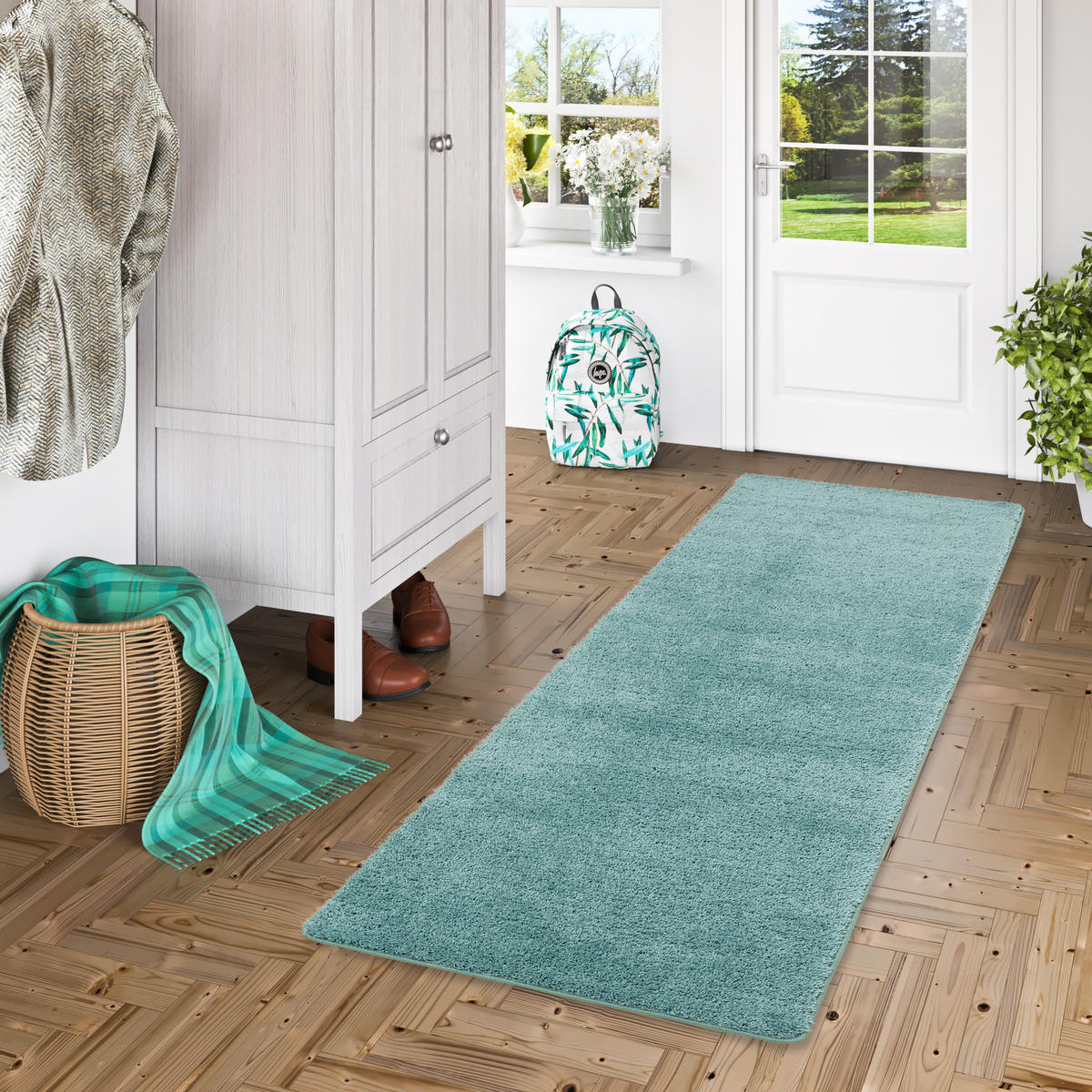 HOCHFLOR SHAGGY LÄUFER TEPPICH PALACE - Mintgrün, Textil (80/200cm) - Snapstyle