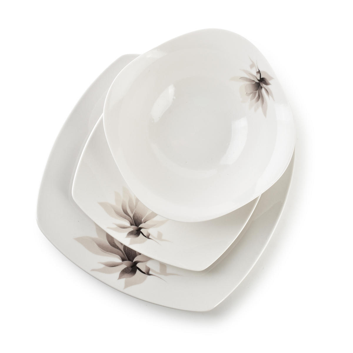 GESCHIRR-SET Magnolia 18-tlg weiß 23/23/2.5 cm Glas - Beige, Keramik (23/2.5/23cm) - Mondex