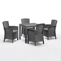 ESSGRUPPE Lido Esstisch Dallas mit 4 Sesseln Gartenmöbel - Grau, Kunststoff - BICA
