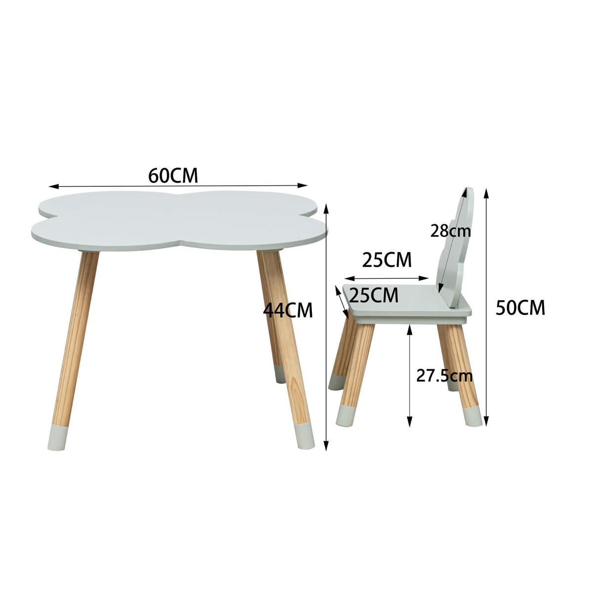 KINDERTISCH, 2 STÜHLE Hellgrün 60/60/44 cm - Hellgrün, Holzwerkstoff (60/44/60cm) - Mobili Rebecca
