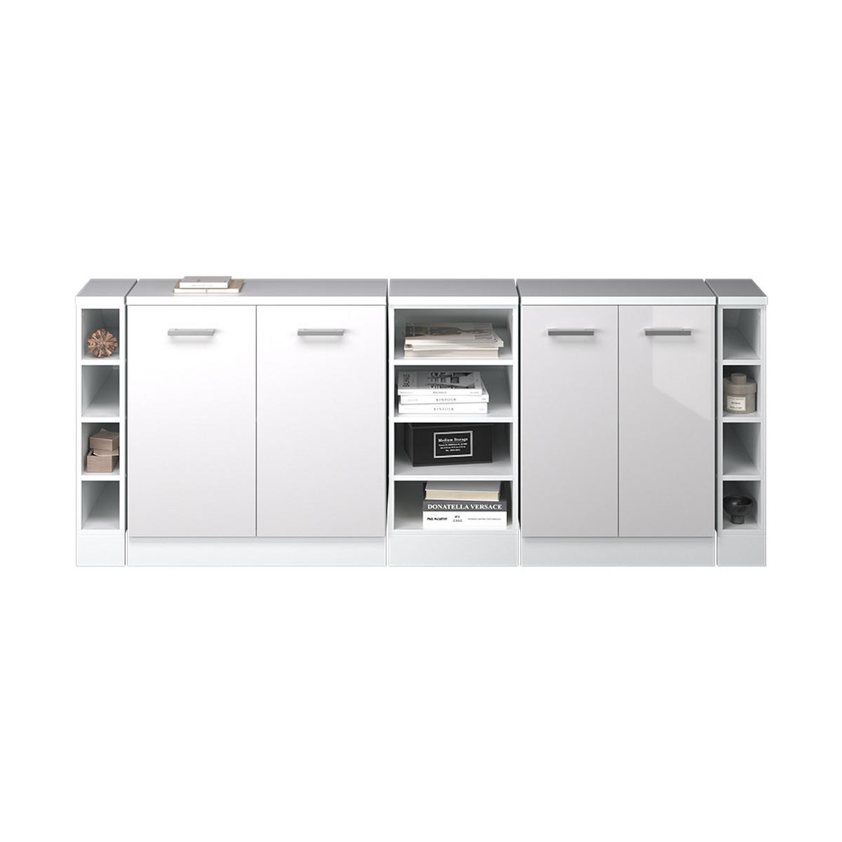 KUHINJSKA OMARA ZA POŠEVNE STREHE R-Line Bela visok sijaj 210 cm Komplet 5 korpusov omare globina 60 cm - bela/visoki sijaj, leseni material (210/83.8/60cm) - Vicco