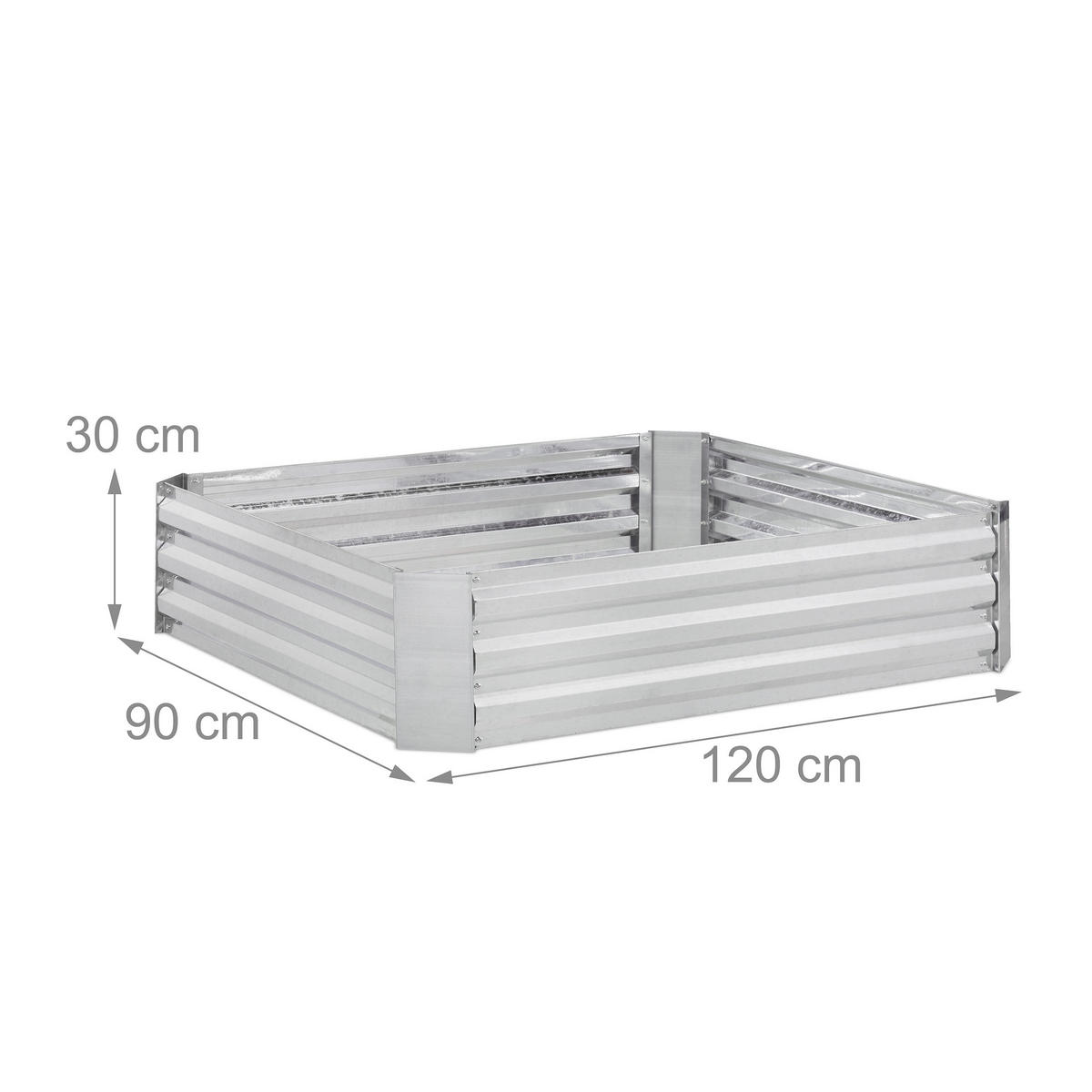 HOCHBEET - Silberfarben, Metall (120/30/90cm) - Relaxdays