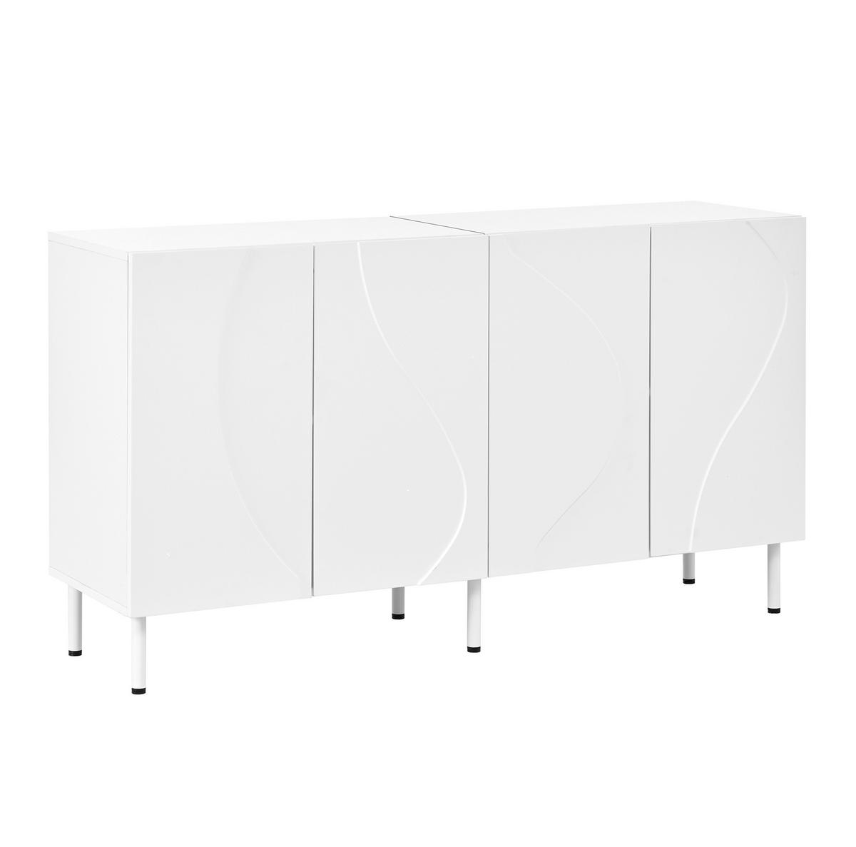 SIDEBOARD 140/40/77,5 cm Weiß aus MDF und PB mit Push-to-Open - Weiß, Holzwerkstoff (140/77.5/40cm) - OKWISH