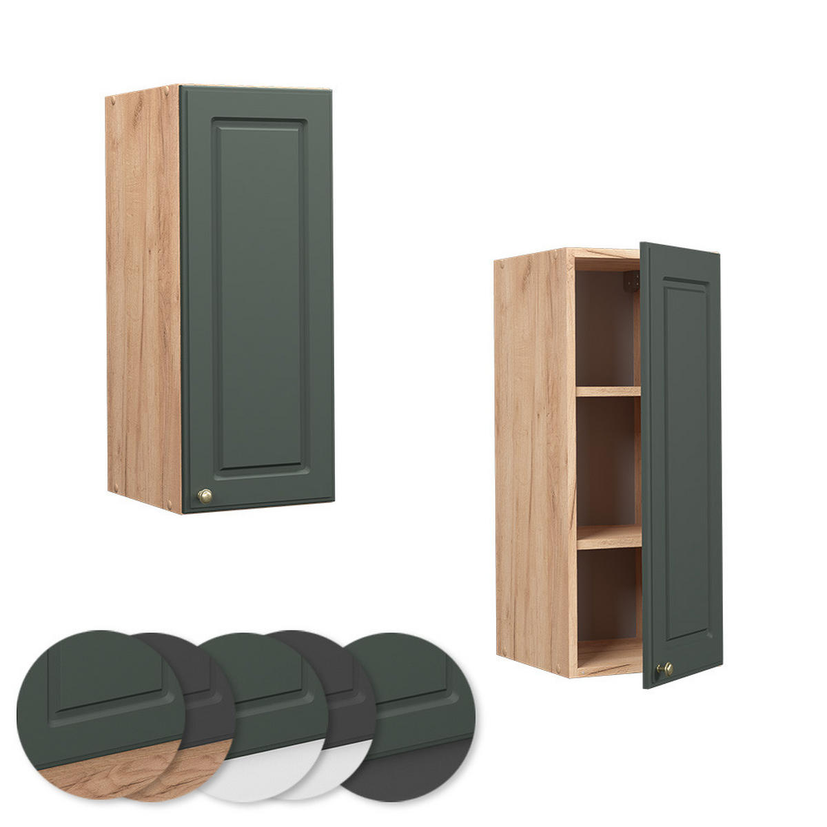 HÄNGESCHRANK Fame-Line Grün-Gold Landhaus 30 cm - Eiche Wotan/Grün, Holzwerkstoff (30/72/34.1cm) - Vicco