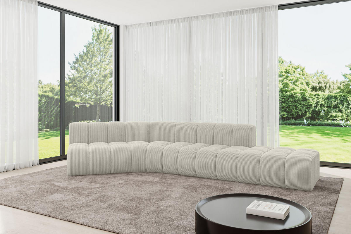 ECKSOFA modulares Sofa Brilo-L1 - 380x174x70 cm Creme - Hellgrau/Creme, Holzwerkstoff/Textil (380/174cm) - ALTDECOR