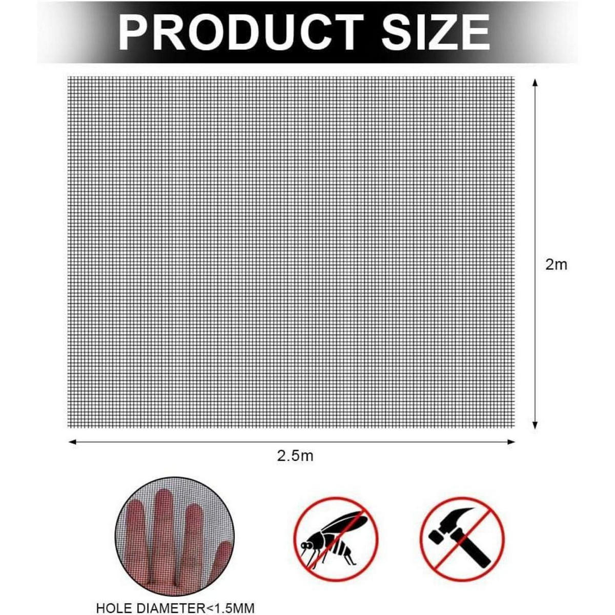 FLIEGENGITTER Fenster Fiberglas 200 x 250 cm Schwarz - Schwarz, Textil (1/1/1cm)