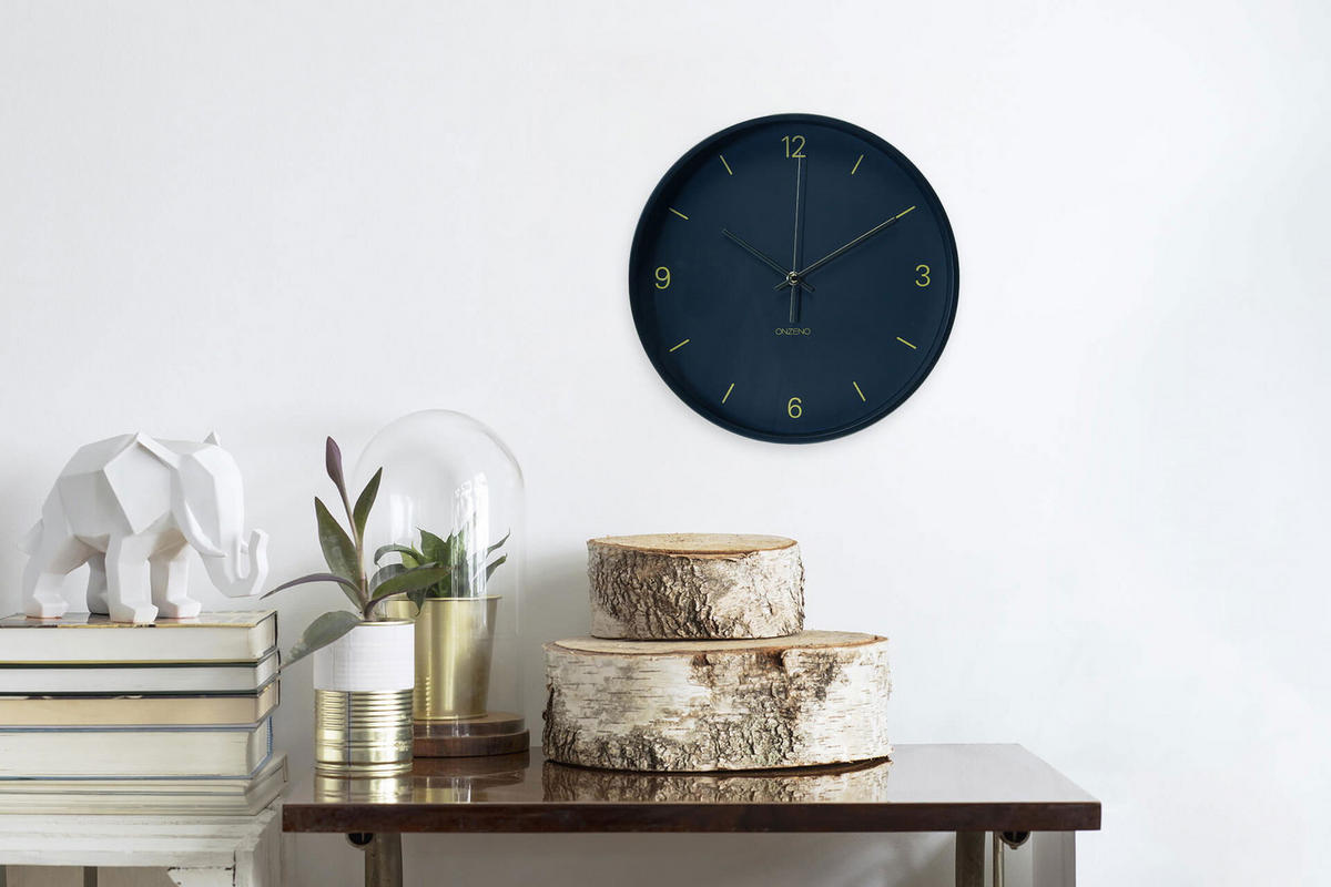 WANDUHR Design Blau 30/30 cm - Blau, Glas (30/30/5cm) - ONZENO