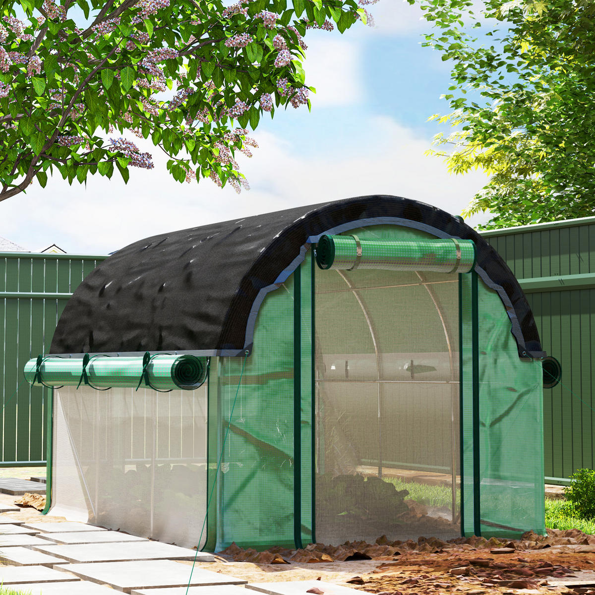 FOLIOVÝ TUNEL, 300L x 200B x 198H cm - zelená barva, plast (200/198/300cm) - Outsunny