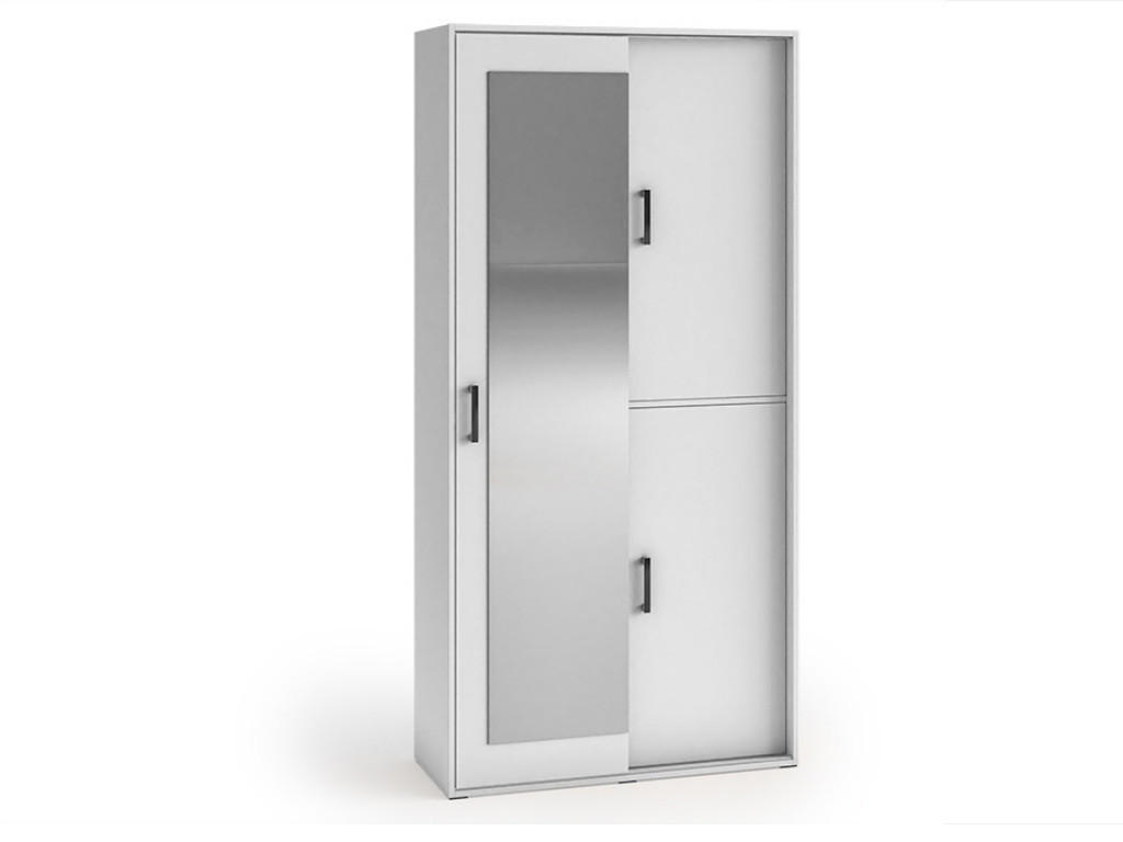 GARDEROBENSCHRANK Vanessa II 100 cm mit Spiegel, weiß - Weiß, Kunststoff (100/205/40cm) - Margaret Hadas24