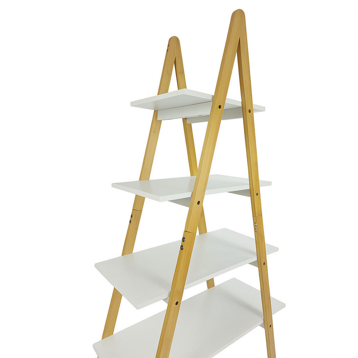 REGAL Bambus Holzoptik Weiß Naturfarben 4 Ebenen 80/30/116 cm - Weiß/Naturfarben, Holzwerkstoff (80/116/30cm) - Begryf