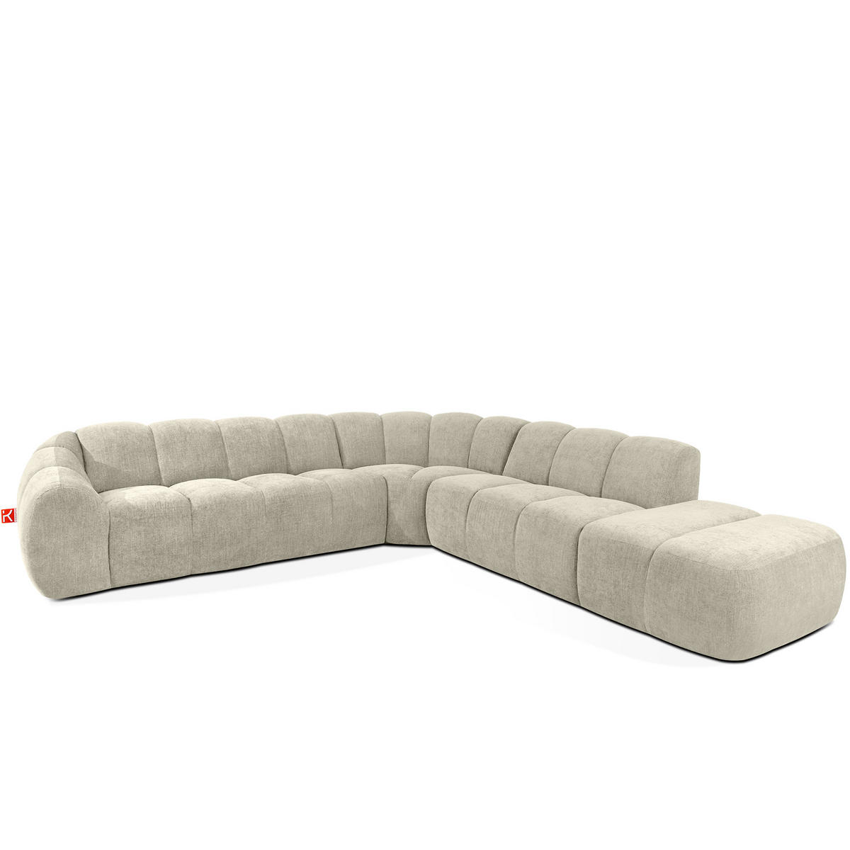 ECKSOFA RECHTS FLAVA, Ecru - Ecru, Holz/Holzwerkstoff (310/314cm) - KONSIMO®