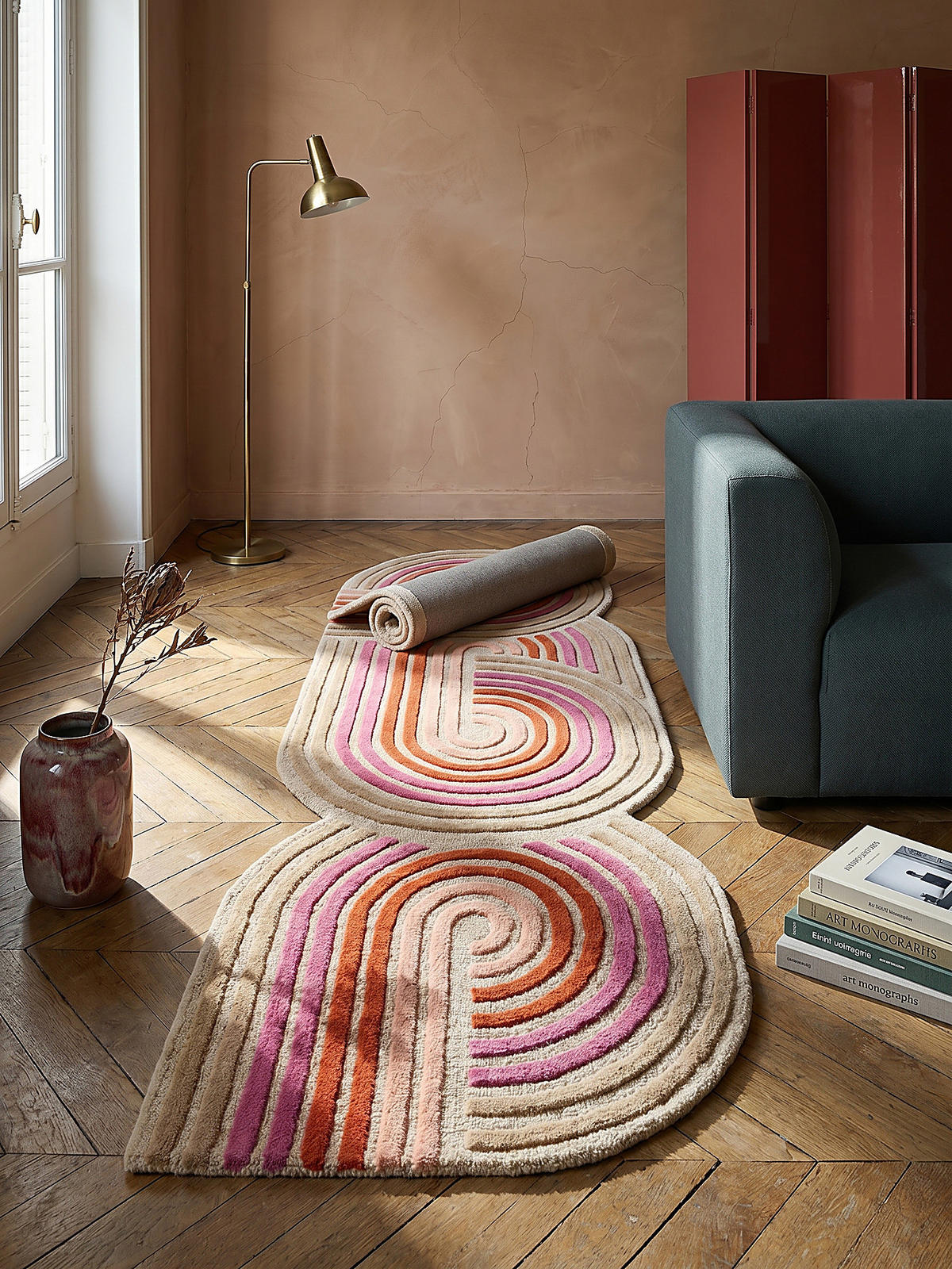 TEPPICH aus Wolle SOAR in Rosa, abstrakt, 80 x 300 cm - Rosa, Textil (300/80cm) - KADIMA DESIGN