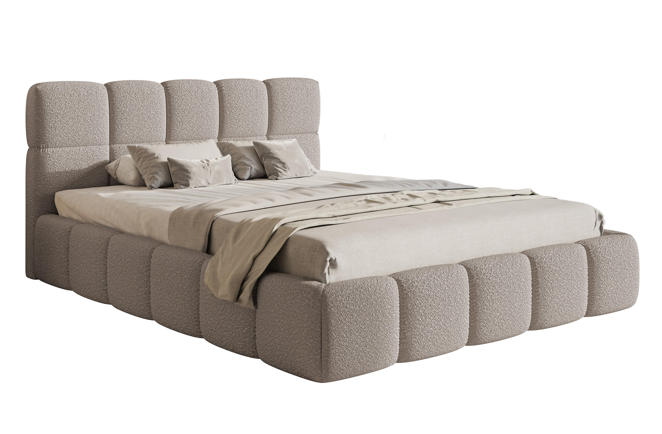 POLSTERBETT Cloudy Hellgrau Boucle 180 cm - Hellgrau, Textil (180/200cm) - Selsey