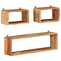 3-TLG. Würfelregal-Set Massivholz Akazie - Braun, Holz (15/25/80cm) - furnicato