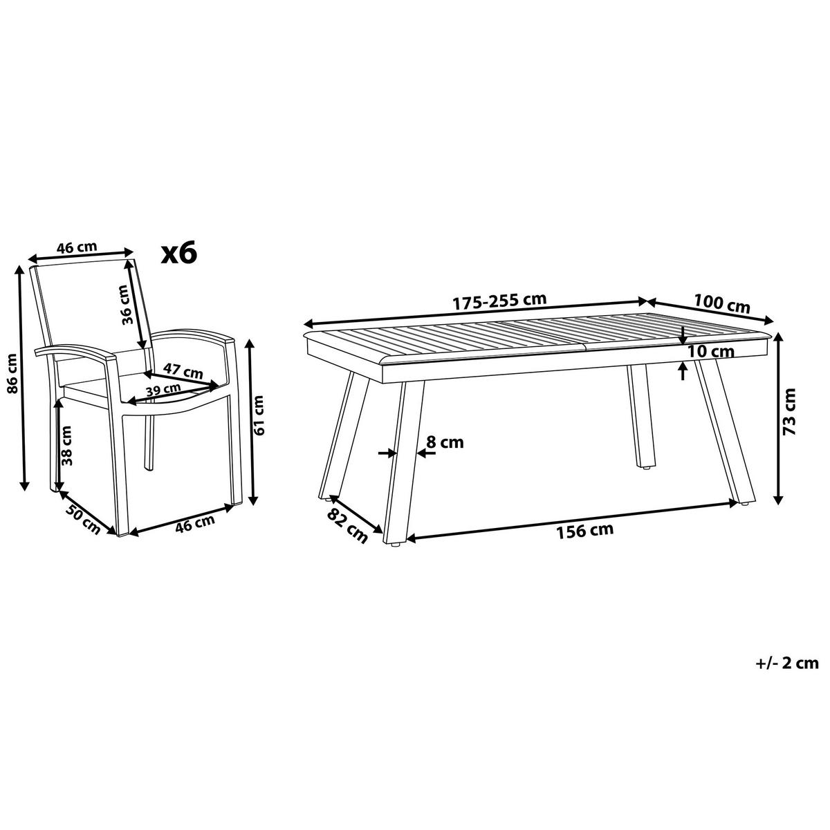 GARTENMÖBEL SET 6-Sitzer Aluminium grau Pereta - Weiß/Grau, Metall - Beliani