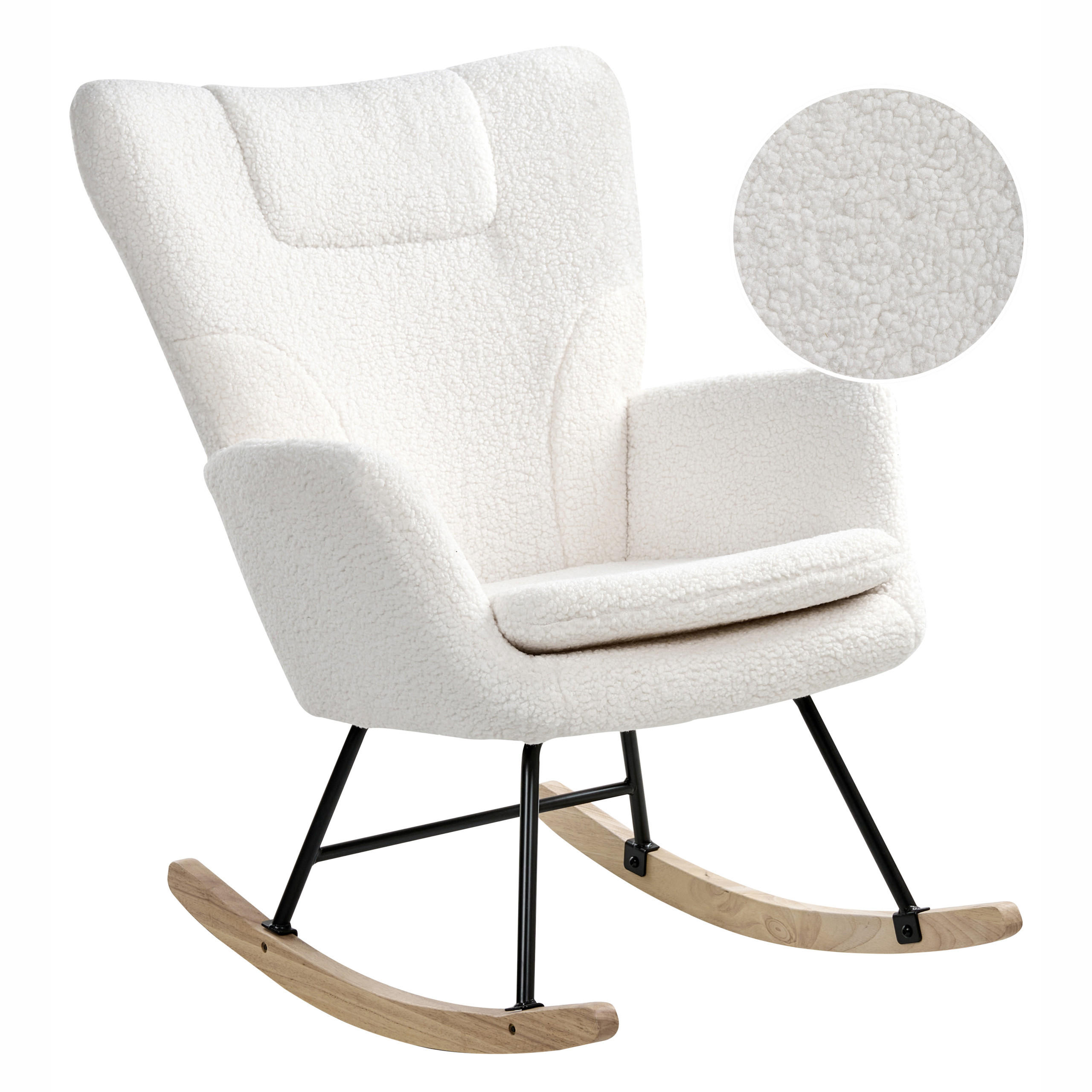 SCHAUKELSESSEL Bouclé Weiß Sandve - Hellbraun, Textil (72/98/87cm) - Beliani