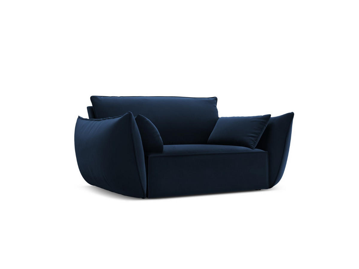 SESSEL Kaelle aus Samt königsblau - Blau, Textil (100/85/128cm) - Micadoni