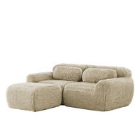 ECKSOFA 204/179/73 cm Hellkhaki aus Plüsch modular ohne Montage - Beige, Textil (179/204cm) - OKWISH