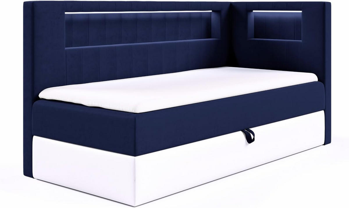 KINDERBETT GARETH 3 - Dunkelblau/Weiß, Holzwerkstoff (113/212cm) - Meblini