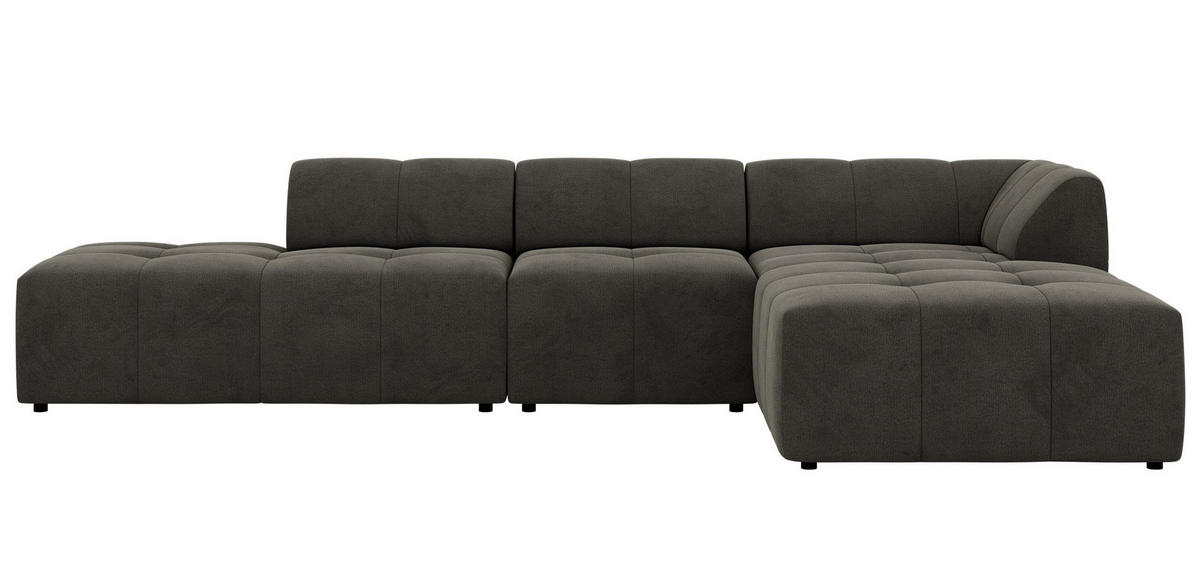 ECKSOFA GRIDA 3M L Dunkelgrau Velvet - Rechts - Dunkelgrau/Schwarz, Kunststoff/Textil (176/335cm) - MKS