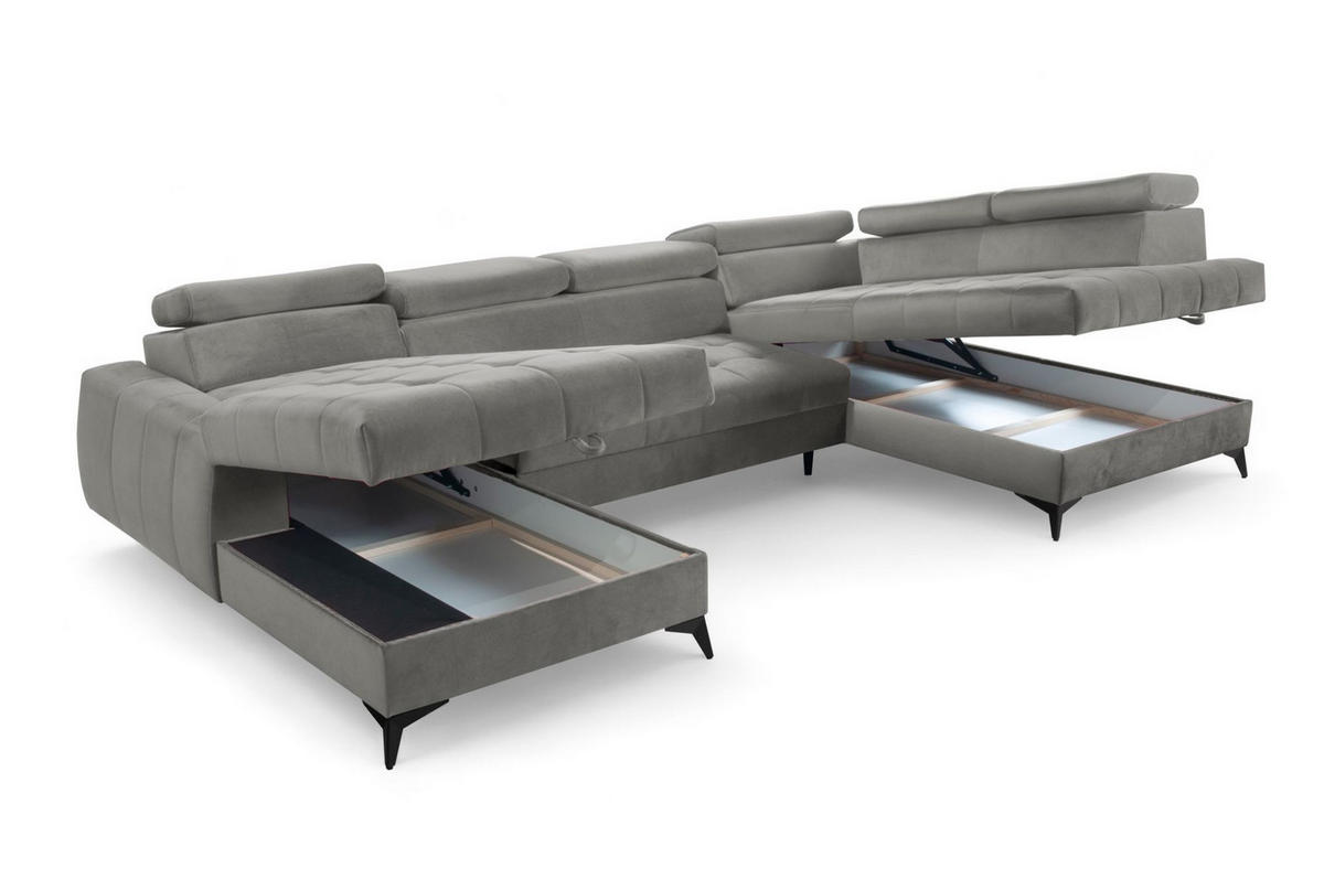 WOHNLANDSCHAFT Agnesa In Salvador - Grau, Holzwerkstoff/Textil (345/95/200cm) - Fun Möbel