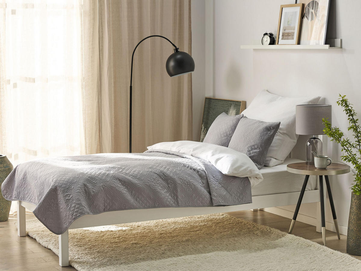 TAGESDECKEN Grau 140 x 210 cm Alamut - Grau, Textil (140/210cm) - Beliani