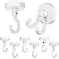 HAKEN 6-teiliges Set 360° drehbar selbstklebend ohne Bohren - Weiß, Kunststoff (1/1/1cm)