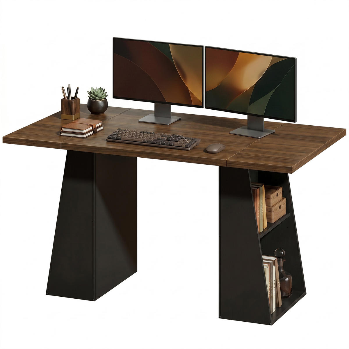 BÜROTISCH Braun-Schwarz 1 Stück - Braun, Holzwerkstoff (78/140/75cm) - GiPP