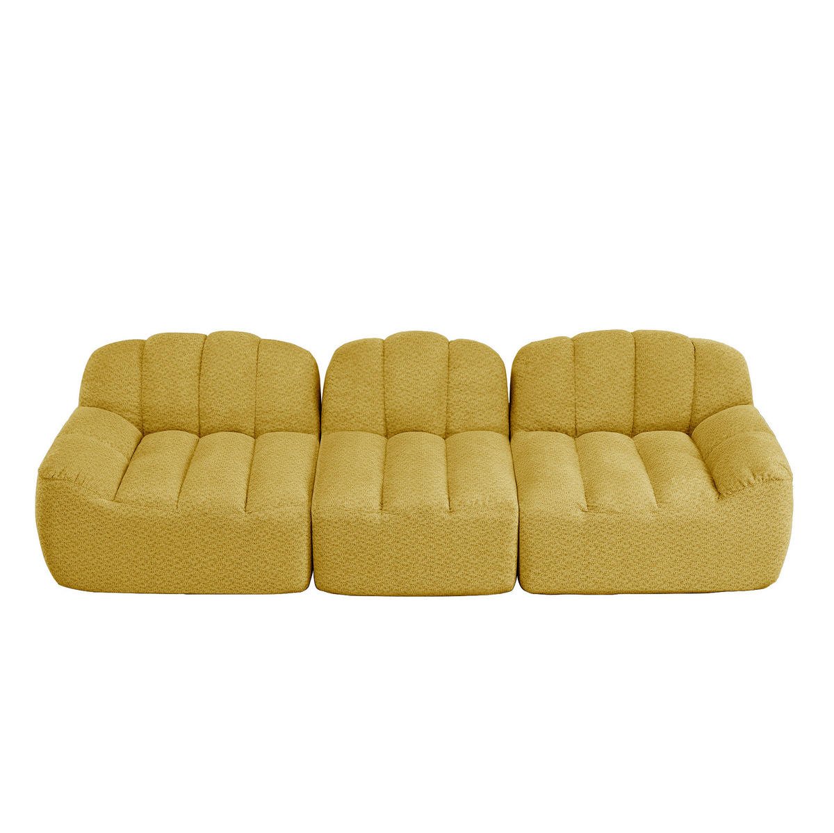 3-SITZER Modulsofa aus Granuliertem Fleece mit boneless Design Gelb - Gelb, Textil (104/79/288cm) - Modenvie