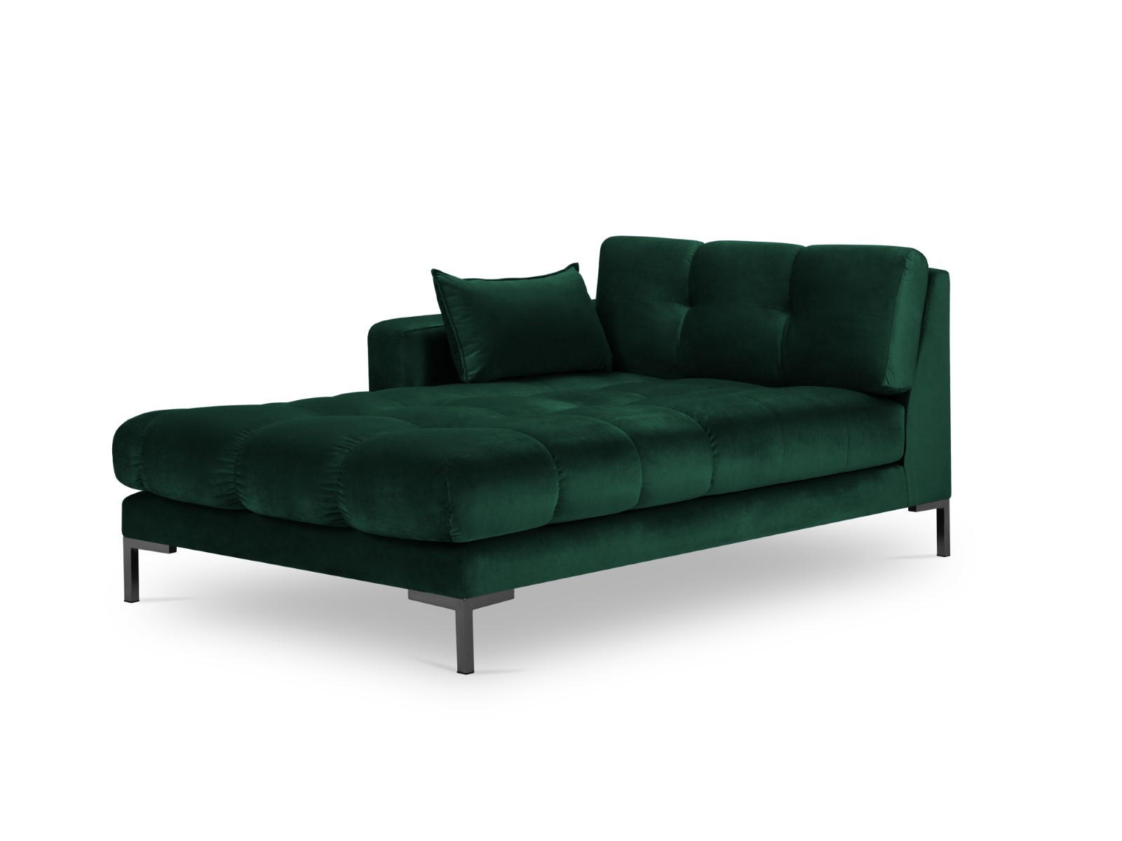 CHAISELONGUE links Mamaia aus Samt flaschengrün - Grün, Textil (102/75/185cm) - Micadoni
