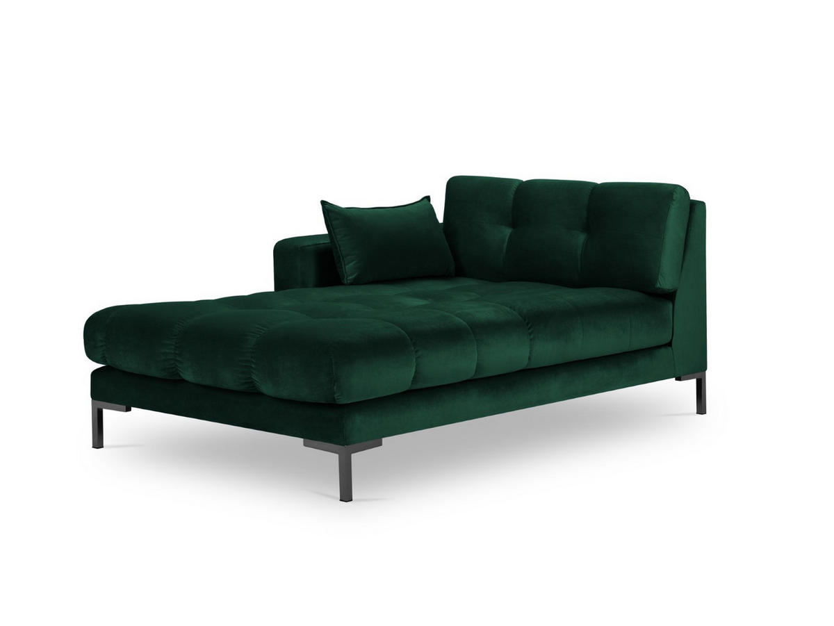 CHAISELONGUE links Mamaia aus Samt flaschengrün - Grün, Textil (102/75/185cm) - Micadoni