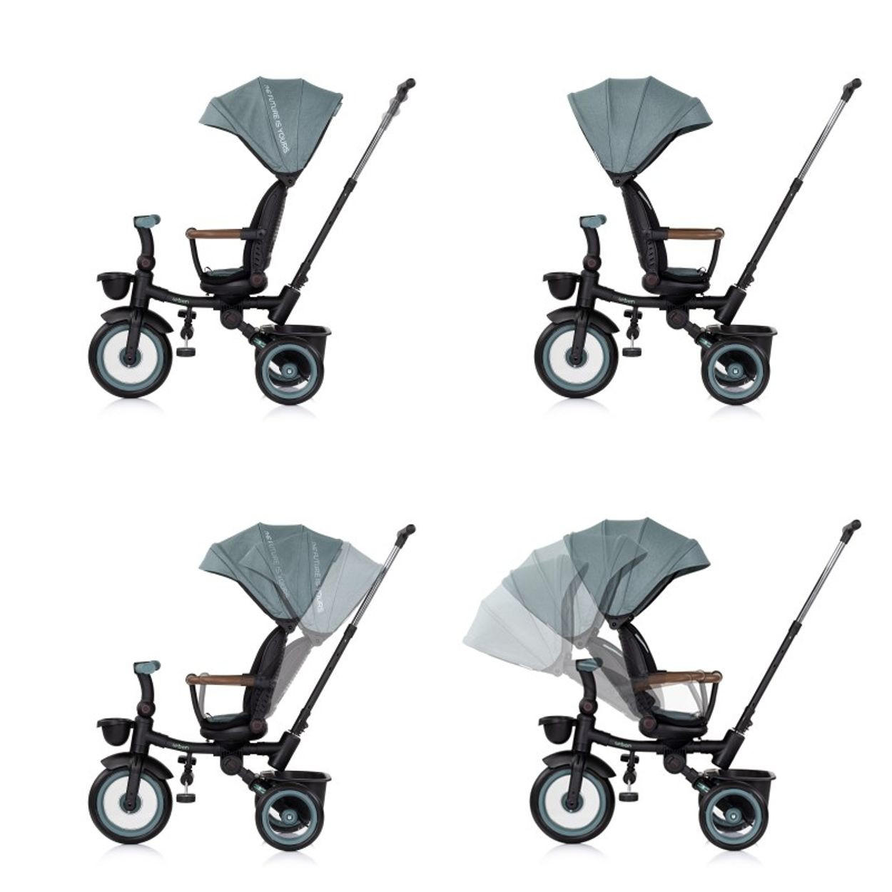 DREIRAD Urban grün Lenker mit Licht, klappbar, Sitz drehbar, Korb - Grün, Metall (94/51/98cm) - Chipolino