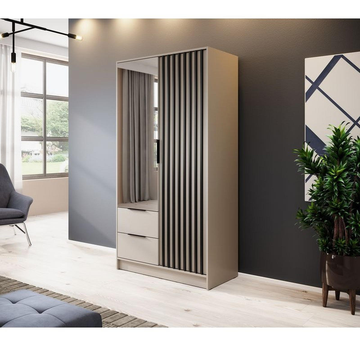 KLEIDERSCHRANK – 105 cm – Nelly – Kaschmir - Kaschmir, Holzwerkstoff (105/200/51cm) - hi-markt
