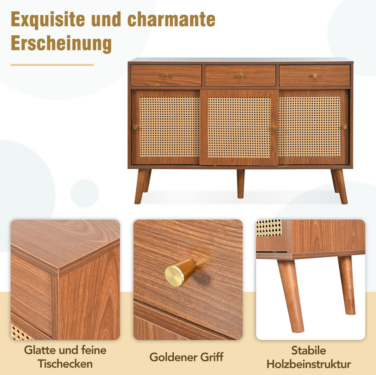 SIDEBOARD 120/40/78 cm Walnussfarben aus MDF mit 3 Schubladen und 3 Türen - Eichefarben, Holzwerkstoff (40/78/120cm) - OKMYHOME