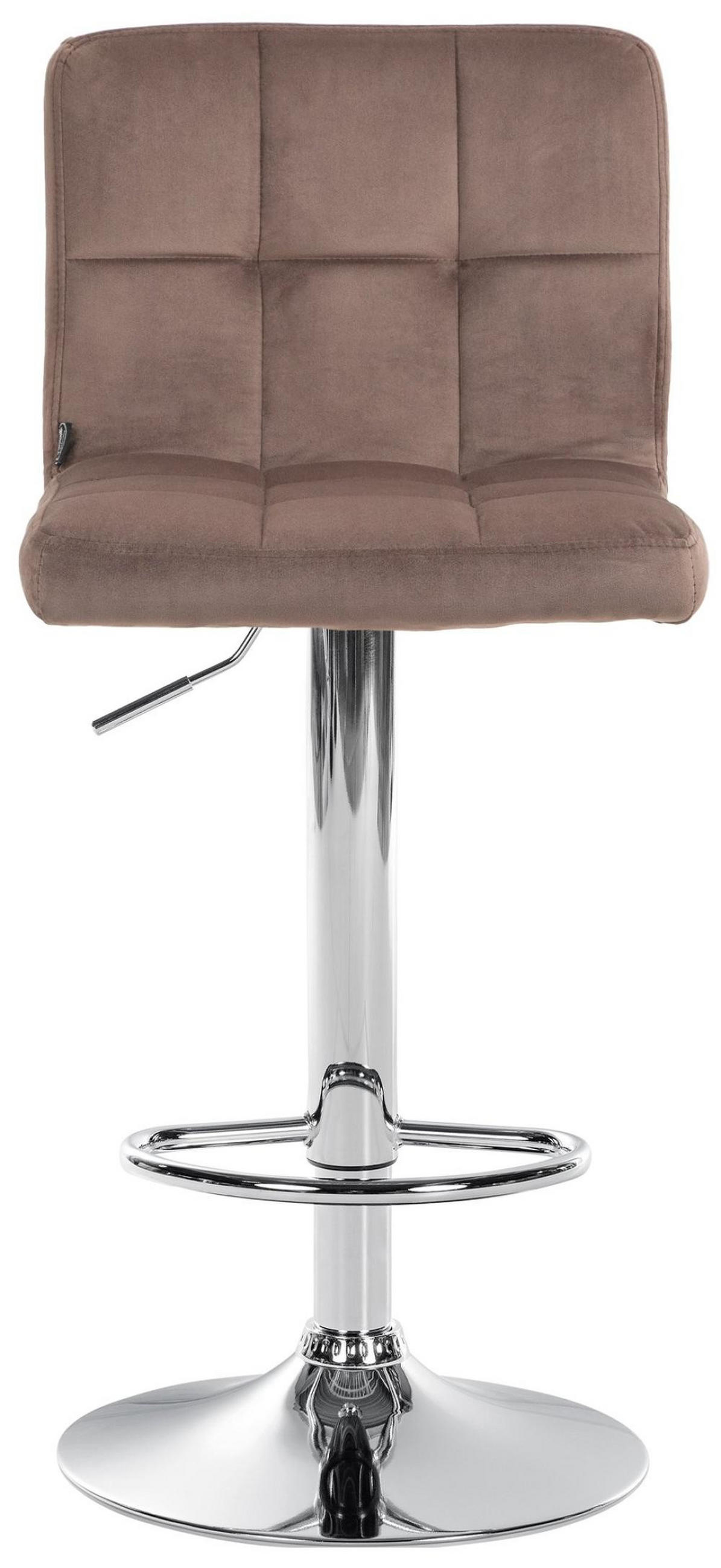 BARHOCKER 2er Set Samt braun - Chromfarben/Braun, Textil/Metall (46/94/47cm) - CLP