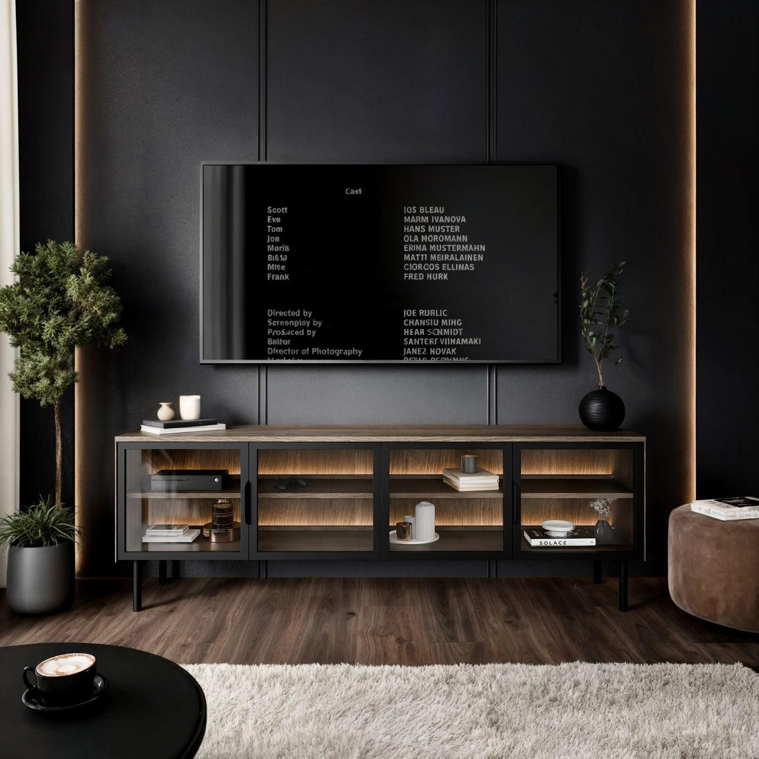 Thumbnail - Lookway Tv-Element, Eiche, Holzwerkstoff, 181x62x39 cm, Wohnzimmer, Wohnwände, Lowboards, Lowboards stehend