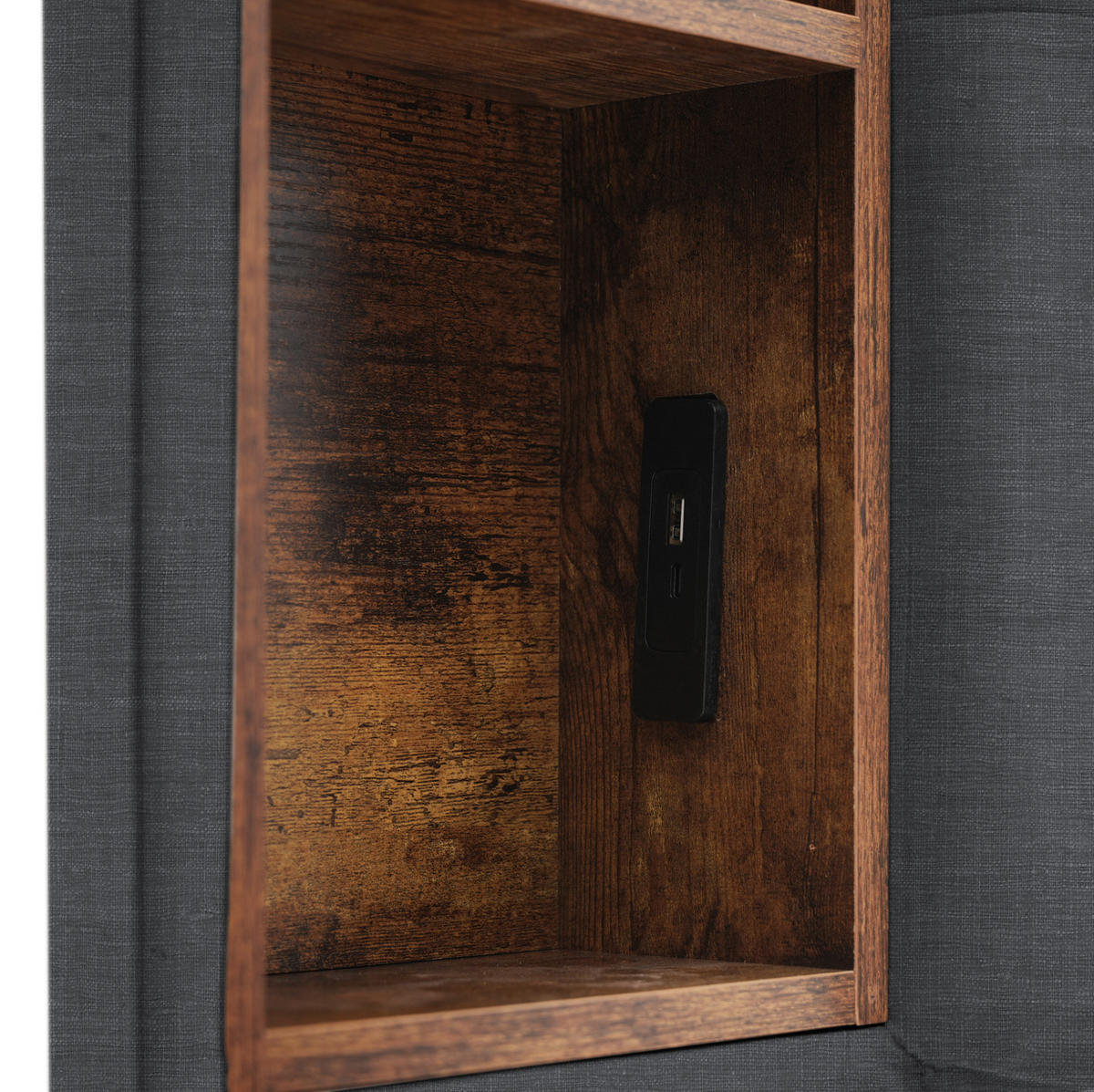 POLSTERBETT 160/200 cm mit kabellosem Laden, USB-C und 4 Schubladen, Grau - Grau, Textil (160/200cm) - Redom