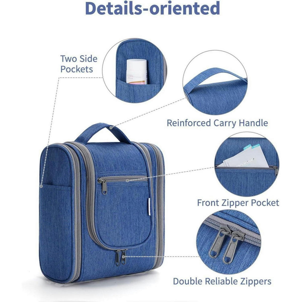 KULTURBEUTEL mit Haken Navy blau - Dunkelblau, Textil (5/1/5cm)