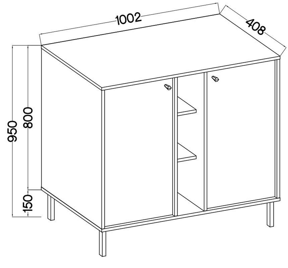 SIDEBOARD TORINO 100/95/41cm 2 Türen Hellgrün - Hellgrün, Holzwerkstoff (100/95/41cm) - MASSENO