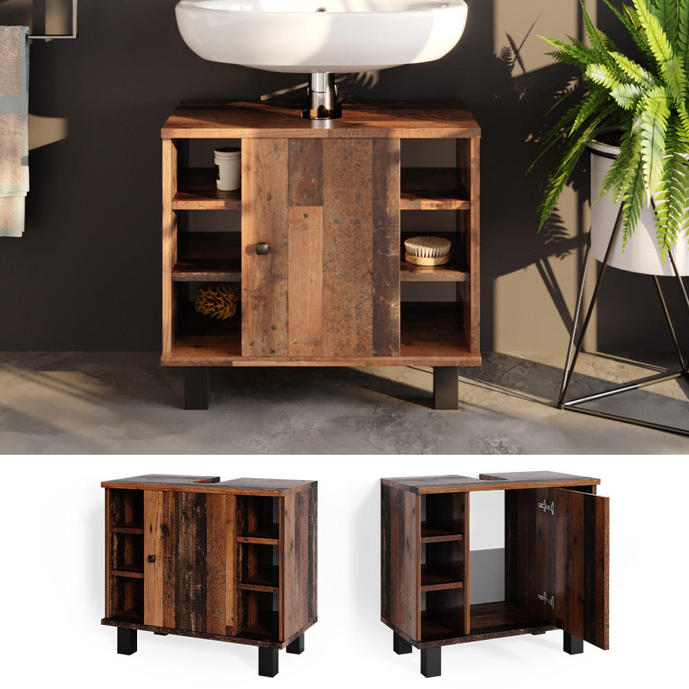 WASCHBECKENUNTERSCHRANK Fynn Antikholz 60 x 54 cm - Eichefarben, Holzwerkstoff (60/54/32cm) - Vicco