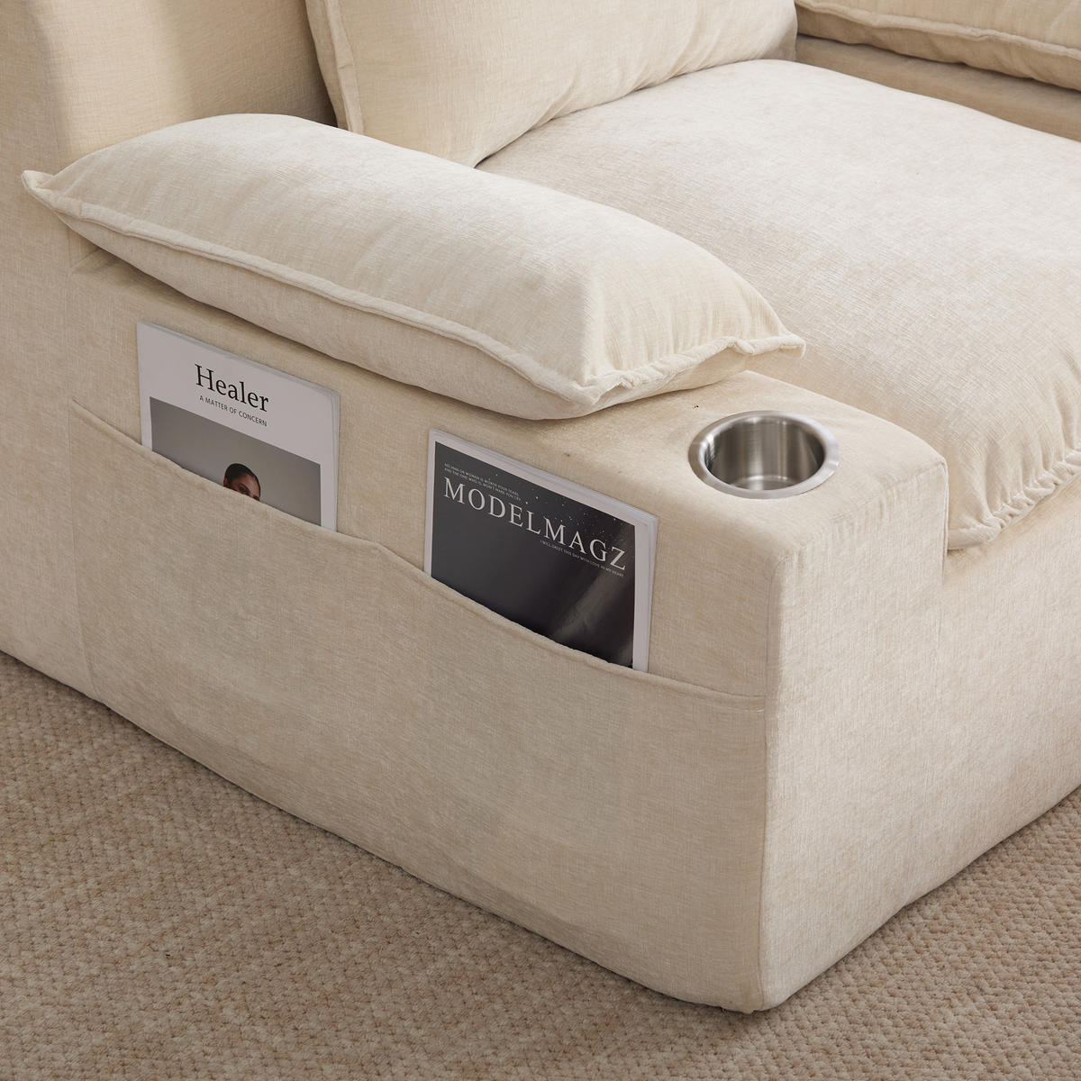 SESSEL DE-35157 mit 4 Kissen Beige - Beige, Textil (93/81/113cm) - ComfortXL