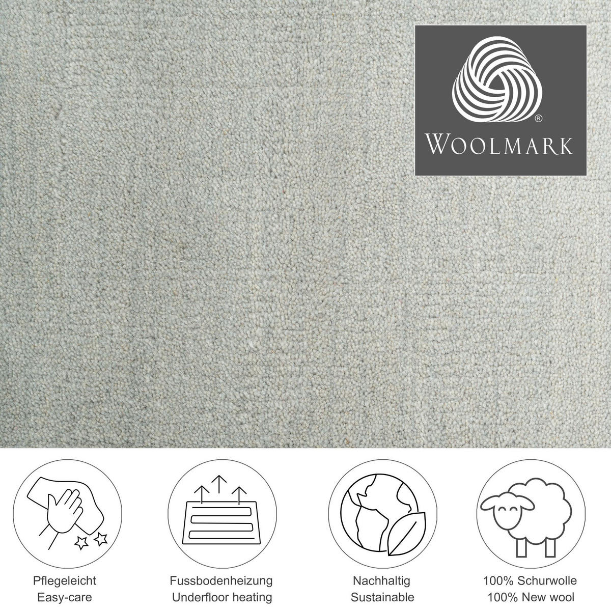 TUFTTEPPICH Wool Comfort 190x290 cm - Grau, Textil (190/290cm) - THEKO