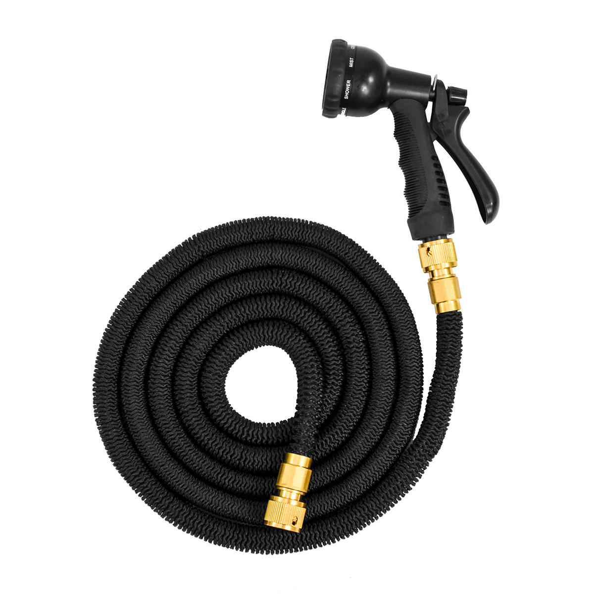 FLEX-GARTENSCHLAUCH 7m inkl. 7fach Multifunktions-Sprühkopf - Schwarz, Kunststoff (750cm) - eyepower