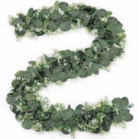 GIRLANDE Eukalyptus künstlich mit weißen Blumen 2 Stück 180 cm - Grün, Kunststoff (5cm)