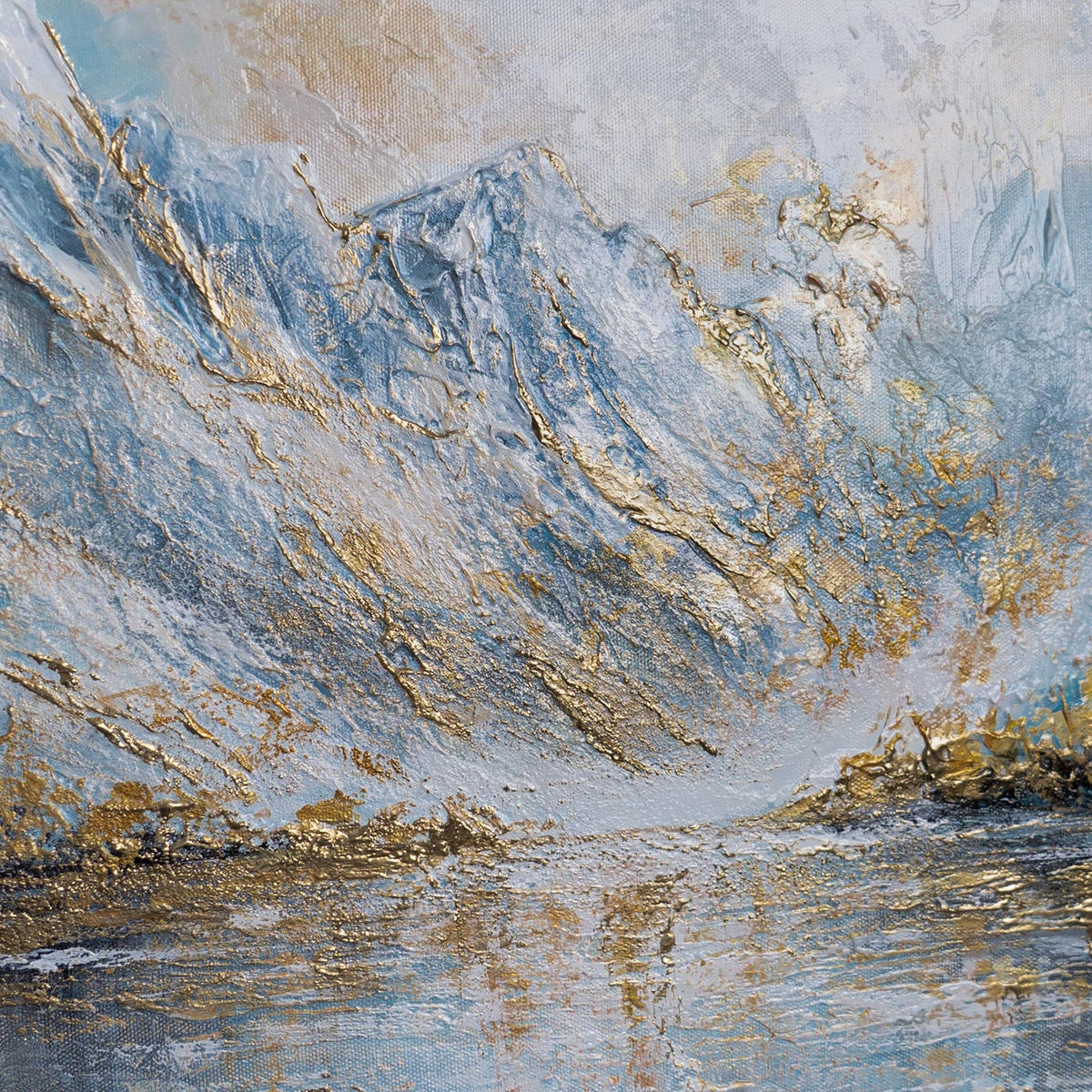 GEMÄLDE Bergspiegelung Schattenfugenrahmen Beige 70x50 cm - Beige, Holz (70/50cm) - YS-art gallery