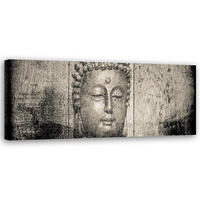 WANDBILD buddha gesicht vintage - Grau, Textil (90/30cm) - Feeby