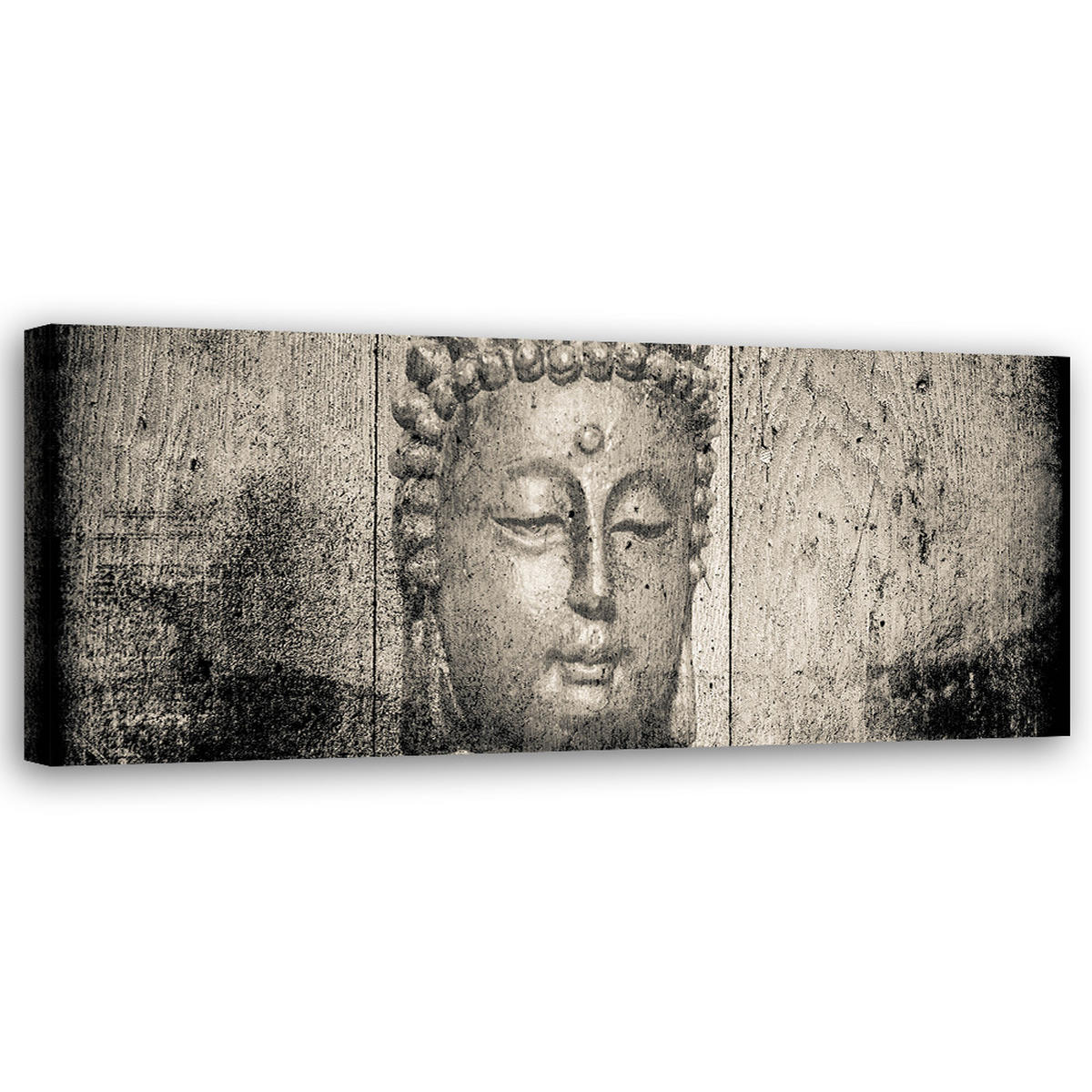 WANDBILD buddha gesicht vintage - Grau, Textil (90/30cm) - Feeby