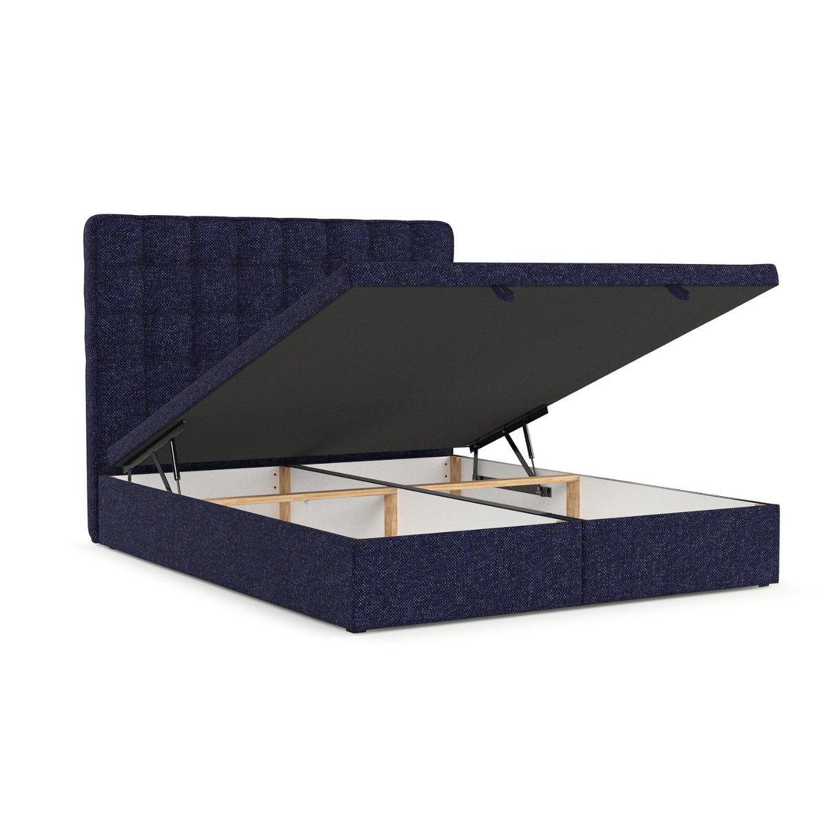 POLSTERBETT Celestia mit Stauraum 180/200 cm Marineblau im Alta Stoff - Schwarz/Dunkelblau, Holz/Holzwerkstoff (180/200cm) - AltaBeds